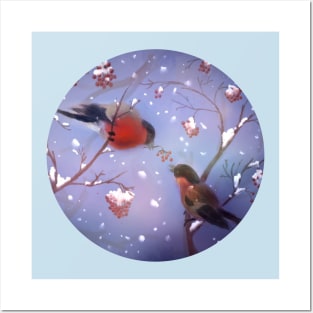 Romantic Bullfinches Posters and Art